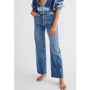 Boyish Jeans The Mikey High Rise Wide Leg About Time Stretch Denim Womens 28